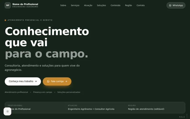 Prévia do site de demonstração: Consultor Agronômico — Versão 2