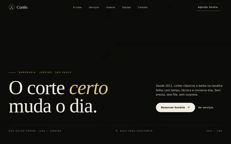 Prévia do site de demonstração: Barbearia