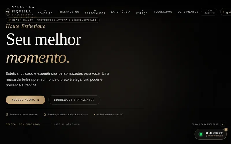 Prévia do site de demonstração: Clínica de Estética Black — Versão 1