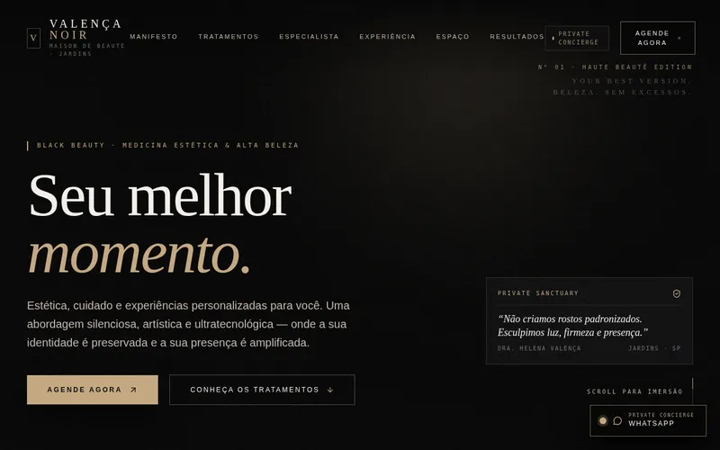 Prévia do site de demonstração: Clínica de Estética Black — Versão 2