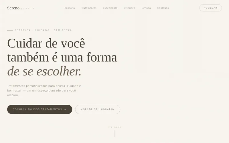 Prévia do site de demonstração: Clínica de Estética — Versão Clean