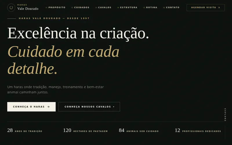 Prévia do site de demonstração: Haras Premium — Versão 1