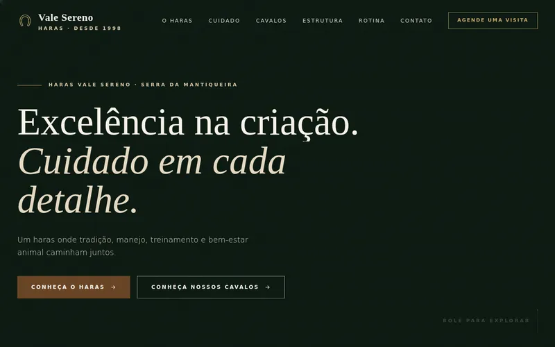 Prévia do site de demonstração: Haras Premium — Versão 2
