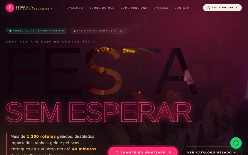 Prévia do site de demonstração: Loja de Bebidas e Conveniência — Versão 1