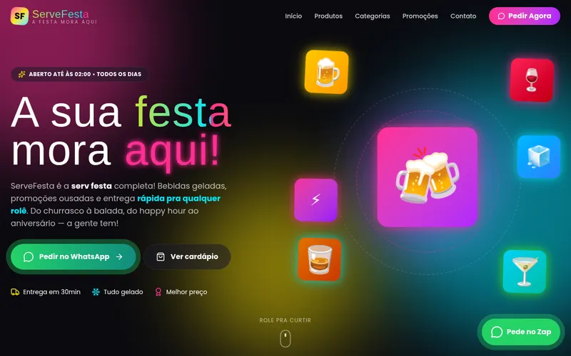 Prévia do site de demonstração: Loja de Bebidas e Conveniência — Versão 2