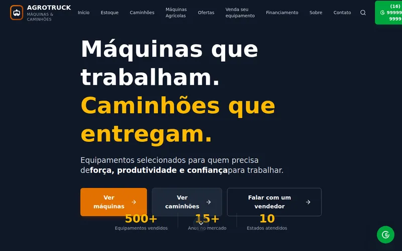 Prévia do site de demonstração: Máquinas e Caminhões — Versão 1