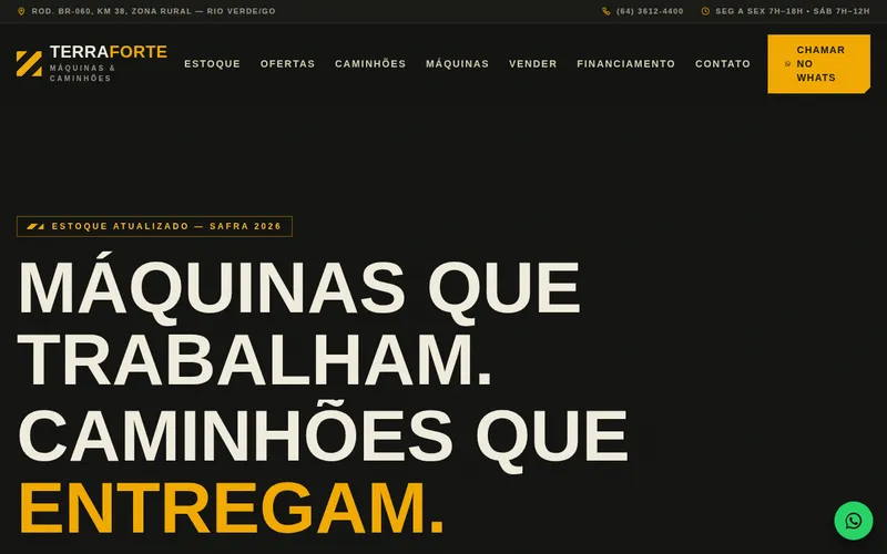Prévia do site de demonstração: Máquinas e Caminhões — Versão 2